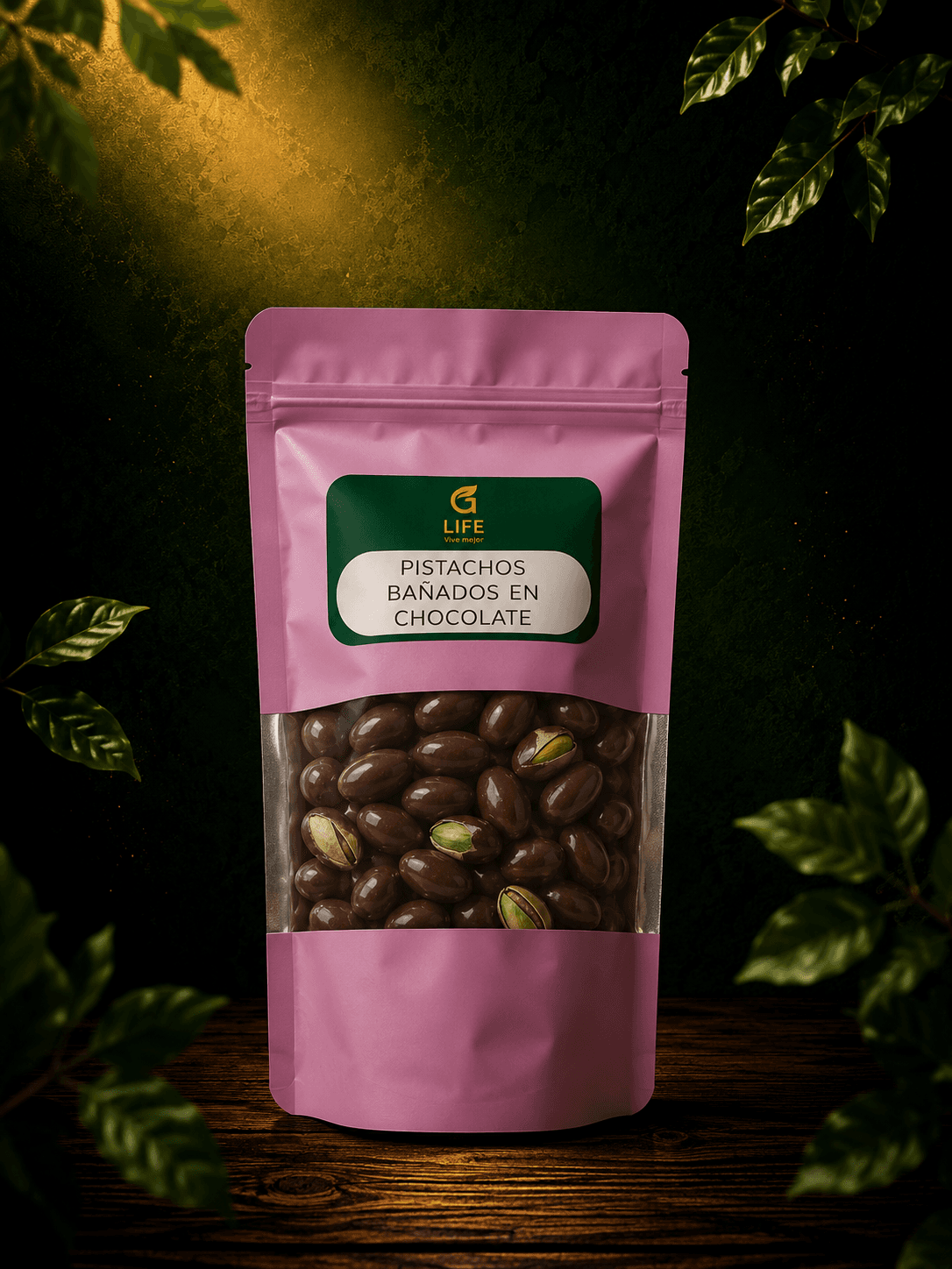 Pistachos con chocolate
