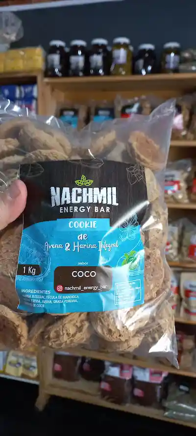 Cooki de harina integral y avena sabor coco endulzada con miel y stevia